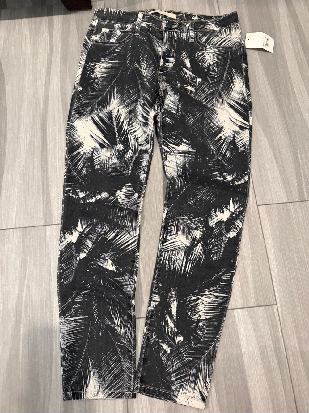 Joe’s Jeans Black & White Palm-Print Jeans